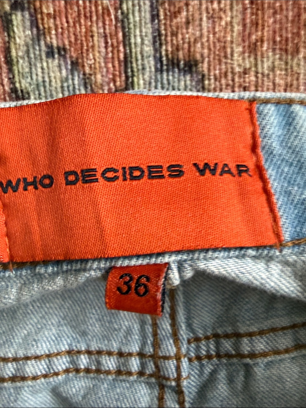 Who Decides War Light Blue Patchwork Distressed Men's Straight Jeans - Picture 2 of 9